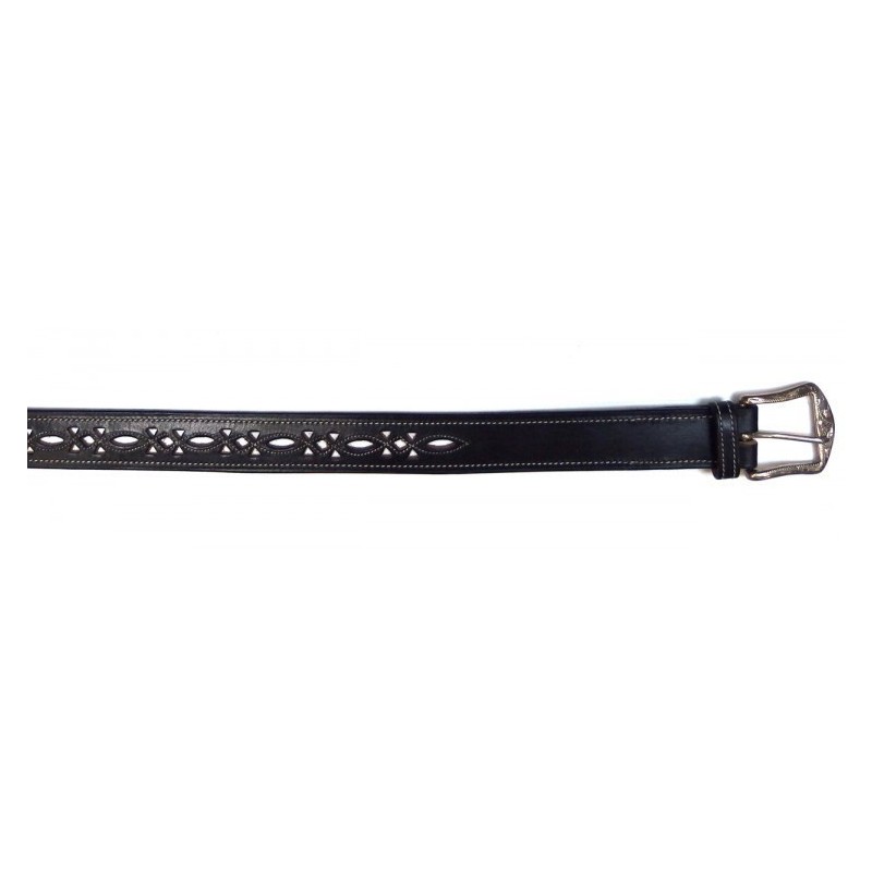 CEINTURE WESTERN A/B ESPAGNOL NOIR/BLANC BL10