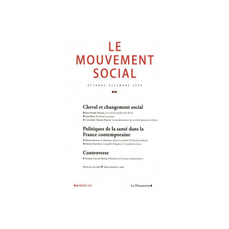 Cheval et changement social  -  Revue Le mouvement social n°229  La Découverte