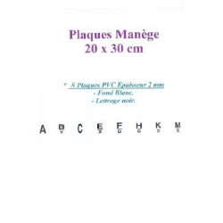 LETTRES DE MANEGE  (x8)  SUR PLASTIQUE DUR 20 X 30 cm