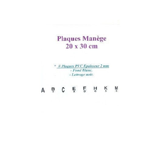 LETTRES DE MANEGE (x8) SUR PLASTIQUE DUR 20 X 30 cm LETTRES DE MANEGE (x8) SUR PLASTIQUE DUR 20 X 30 cm