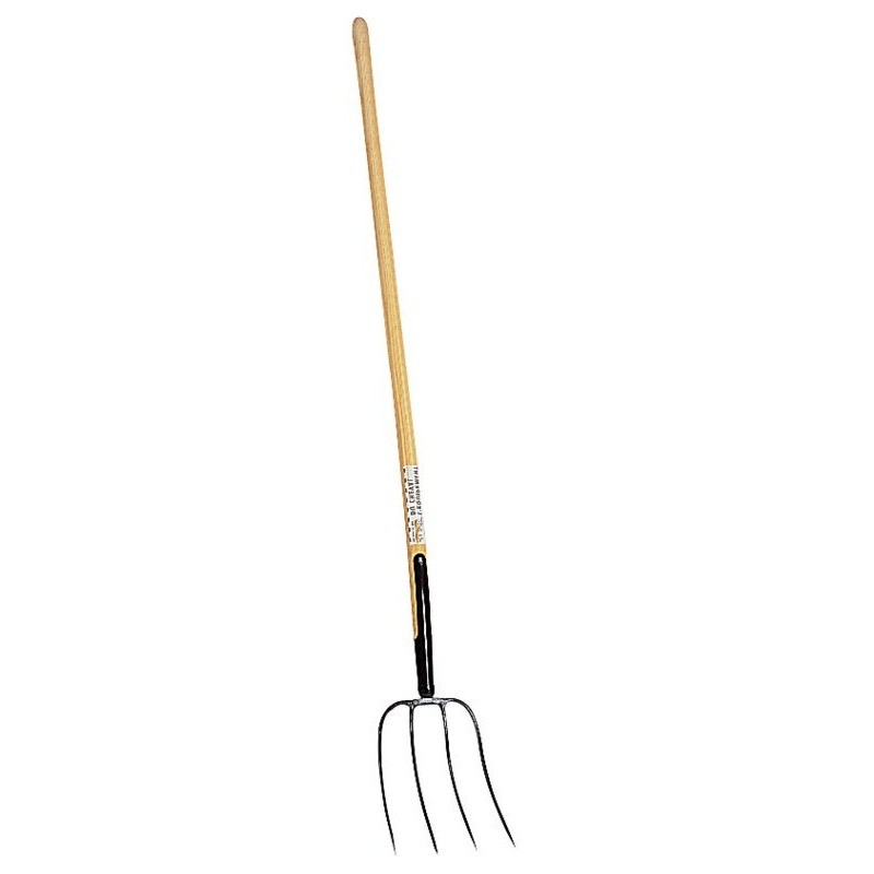 Fourche à Foin 4 Dents Kinzo – Manche En Bois 105 Cm, Pour Jardin, Compost & Bêchage