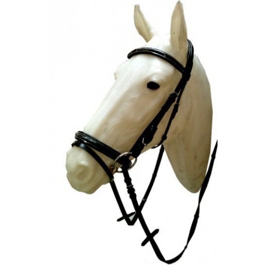 Bridon cuir laqué muserolle combinée Cavalhorse