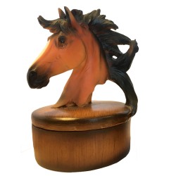 Boite bois sculpture cheval