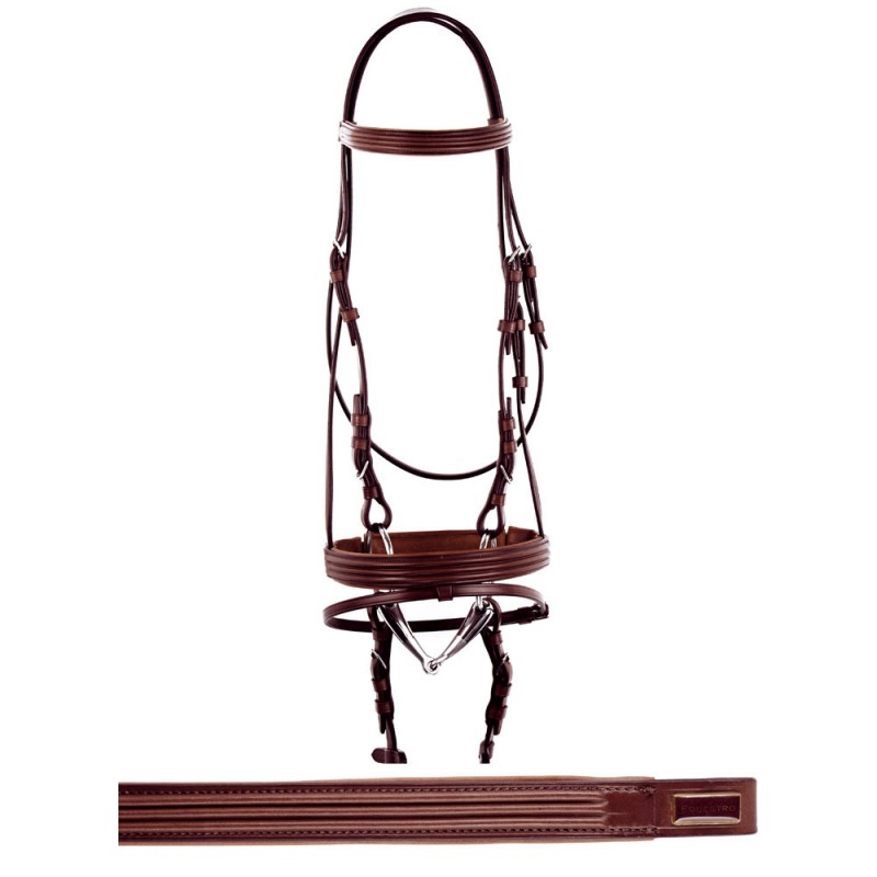 Bridon cuir muserolle combinée large Equestro