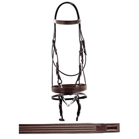 Bridon cuir muserolle combinée large Equestro