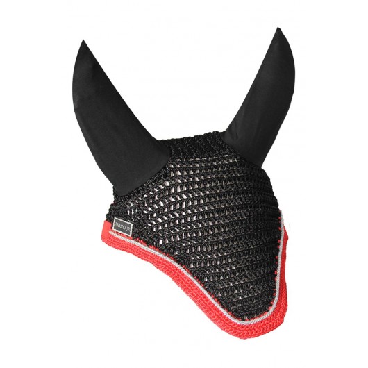 Bonnet anti-mouche cheval Diamant Rider Noir/rouge - Harcour - Equestra Bonnet anti-mouche cheval Diamant Rider Noir/rouge - Harcour - Equestra