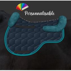 Tapis de selle cheval Eurofit en velours avec amortisseur en mouton personnalisable - Mattes 