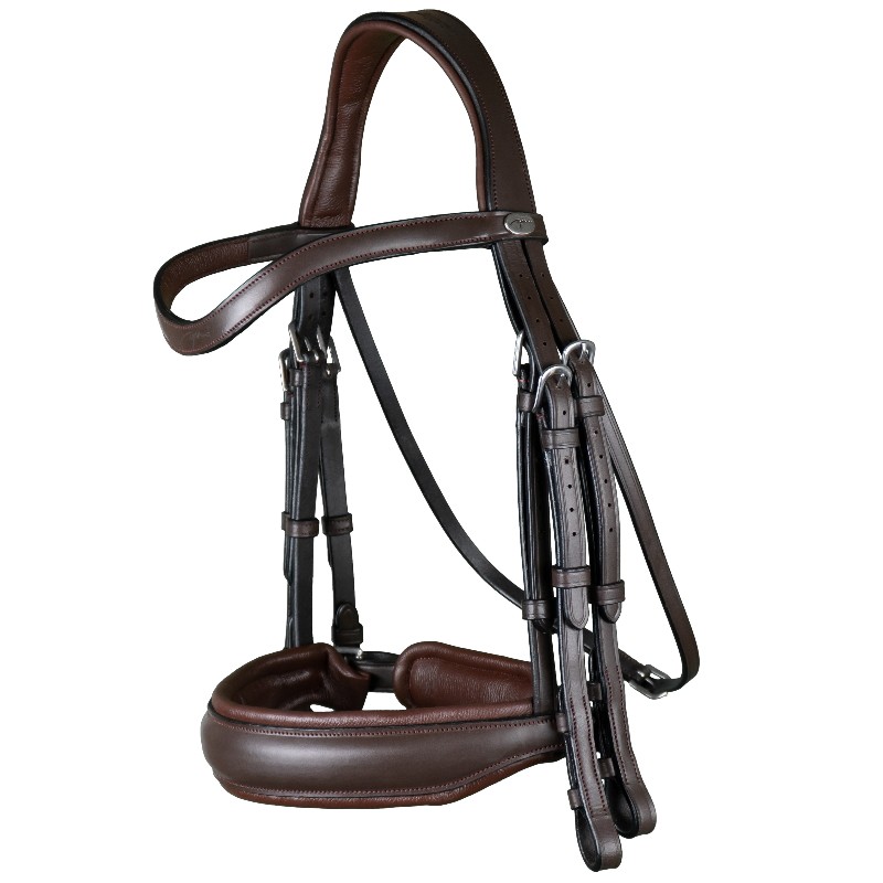 Bridon anatomique rembourré en cuir avec pierre de couleur noire et