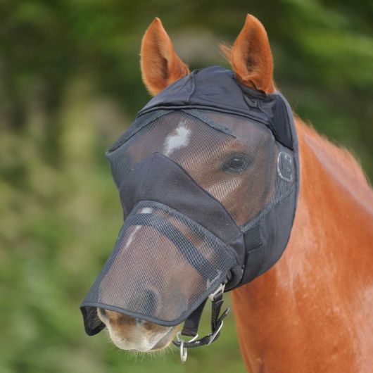 Masque anti-mouche anti-UV intégral cheval sans oreilles cheval Premium - Waldhausen