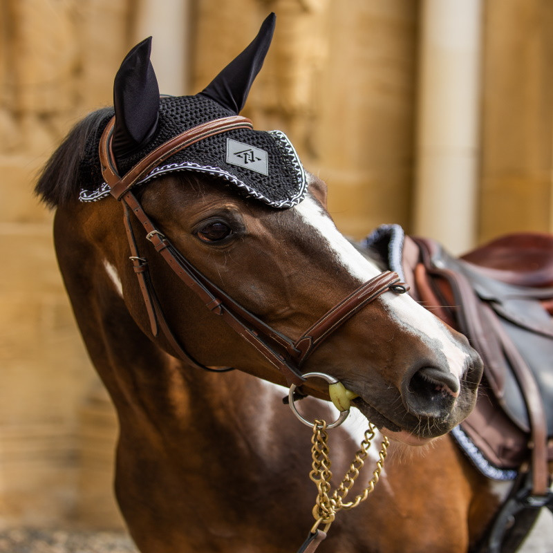 Bonnet anti-mouche cheval Monogramme Noir - Oxxer 