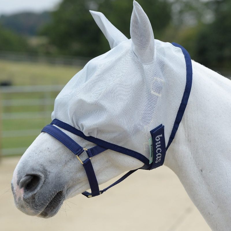 Masque anti-mouches réglable super confortable pour chevaux - Protection UV - Respirabilité - Avec oreilles - Mini masque de mouches équin pour chevaux miniatures (violet, taille unique