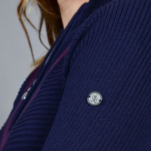 PULL FEMME ÉQUITATION TKEQ THE SHOP - GRIS RAYÉ, MANCHES LONGUES, TAILLE M (OCCASION)