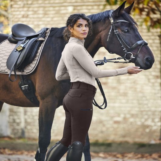 Pantalon équitation femme taille haute Kassandra fond silicone Elt -  Equestra