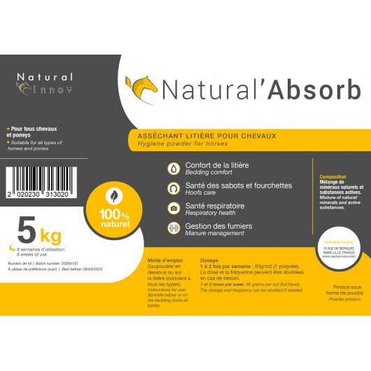Natural'Absorb litière cheval - Natural'Innov