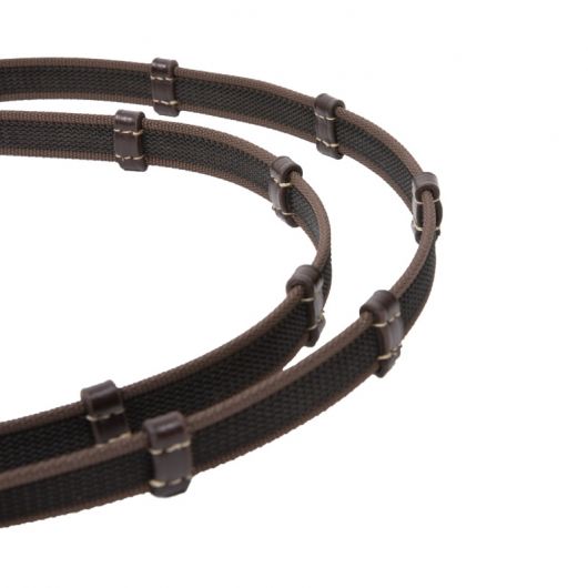 Rênes cuir cheval grip et arrêtoirs Signature 16 mm - Antarès 