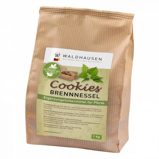 Friandises cheval sans céréales Cookies Ortie 1kg - Waldhausen Friandises cheval sans céréales Cookies Ortie 1kg - Waldhausen