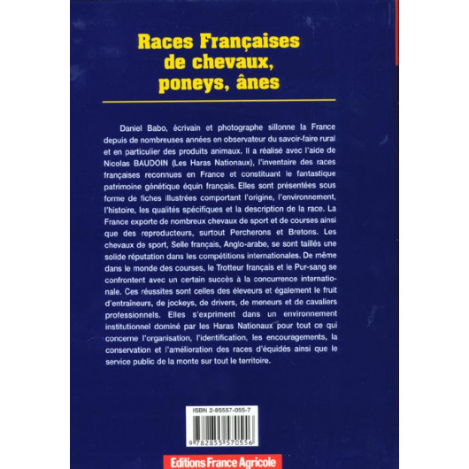 Livre Races Francaises des chevaux, poneys et ânes - France Agricole