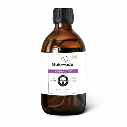 CBDERMITE Huile apaisante démangeaisons cheval 10% - Galowade CBDERMITE Huile apaisante démangeaisons cheval 10% - Galowade