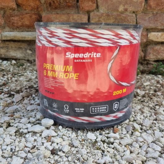 Cordelette électroplastique Extreme en PEHD 6mm en bobine 200m blanc/noir clôture cheval - Speedrite Cordelette électroplastique Extreme en PEHD 6mm en bobine 200m blanc/noir clôture cheval - Speedrite