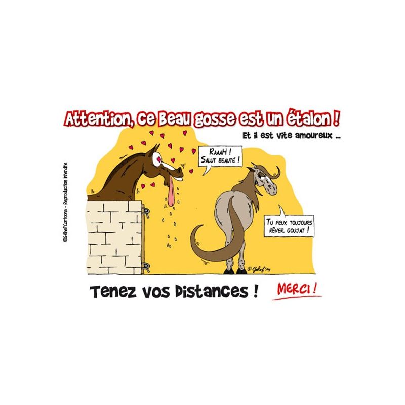 Plaque de box-écurie-manège humouristique - Géhef Cartoons