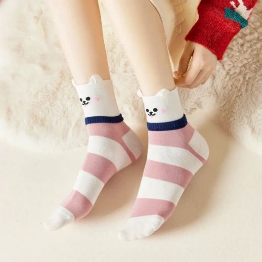 Socquettes blanches animaux écharpe 