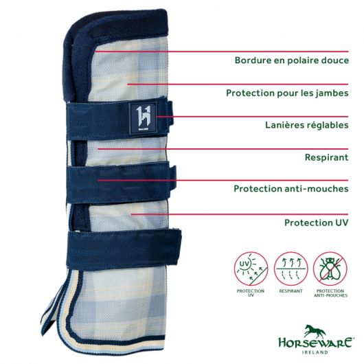 Gûetres anti-mouche anti-uv cheval Newmarket - Horseware 