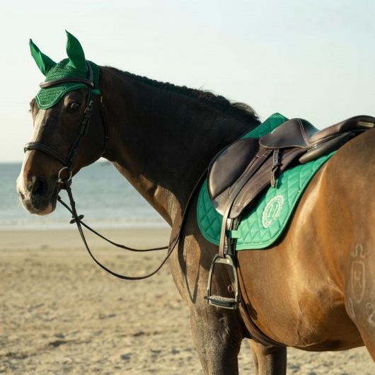 Pack Tapis de selle cheval Sunny + Bonnet anti-mouche Funny - Harcour