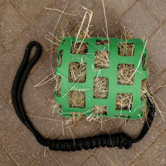 Panier filet à foin cheval souple anti glouton + longe