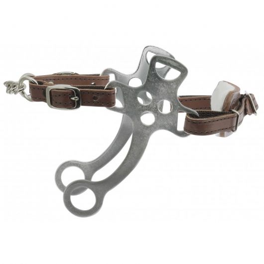 Hackamore cheval gourmette cuir Metalab