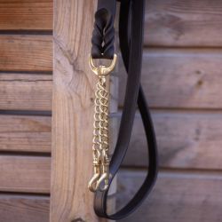 Longe de présentation cheval cuir et double chaine - Paddock Sports
