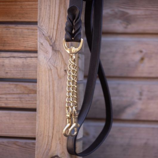 Longe de présentation cheval cuir et double chaine - Paddock Sports Longe de présentation cheval cuir et double chaine - Paddock Sports
