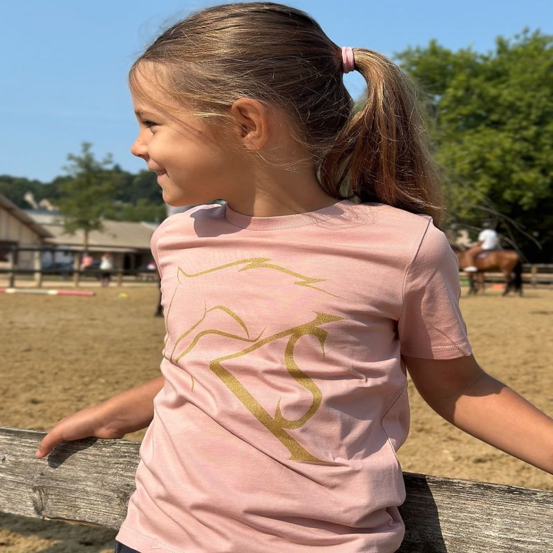 Tee shirt équitation Fille logo or - Kevin Staut Collection 