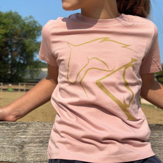 Tee shirt équitation Fille logo or - Kevin Staut Collection 
