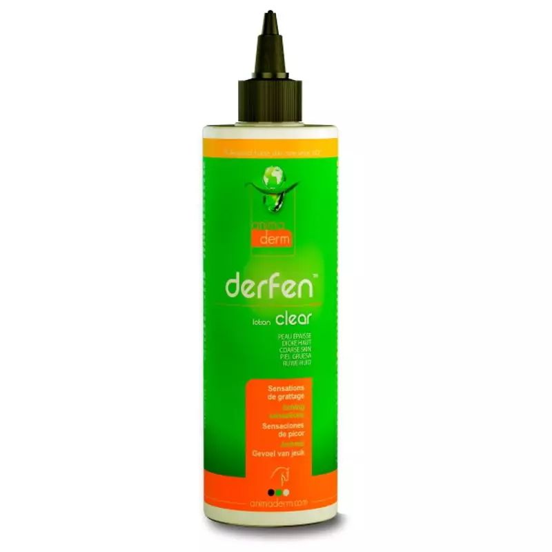 Derfen Clear lotion dermite cheval (peau épaisse/sèche) 250 mlDate courte - Animaderm
