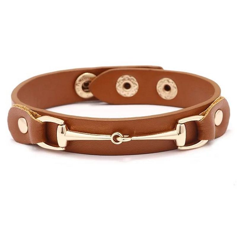 Bracelet cuir vegan mors doré 