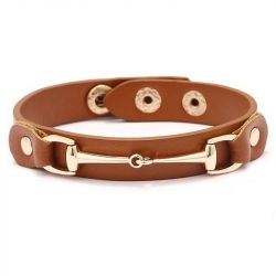 Bracelet cuir vegan mors doré 