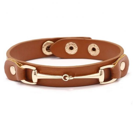Bracelet cuir vegan mors doré 