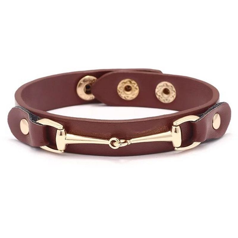 Bracelet cuir vegan mors doré 