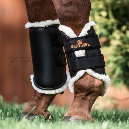 Guêtres postérieures cheval cuir et mouton synthétique- Kentucky