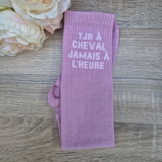 Chaussettes équitation à paillettes - Tjr à cheval, jamais à l'heure -