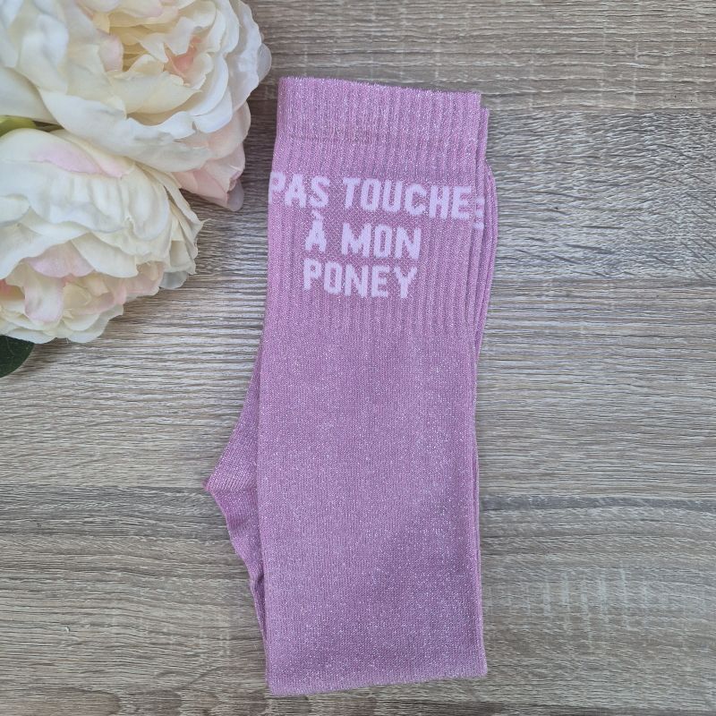 Chaussettes d'équitation à paillettes - Touche pas à mon poney - 