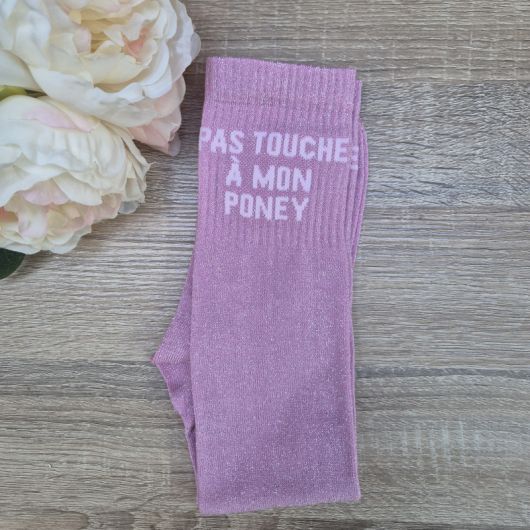 Chaussettes d'équitation à paillettes - Touche pas à mon poney - 