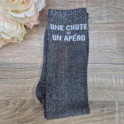 Chaussettes à paillettes équitation - Une chute egal un apéro - 