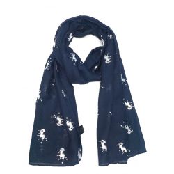 Echarpe foulard motifs licornes argentées