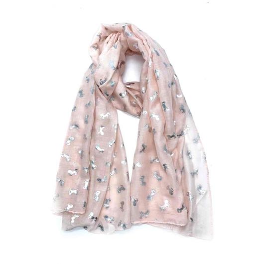 Echarpe foulard motifs licornes argentées