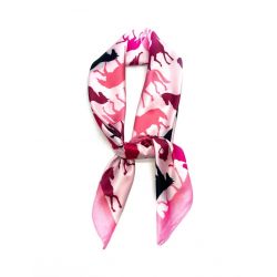Foulard soie synthétique déco chevaux au pas