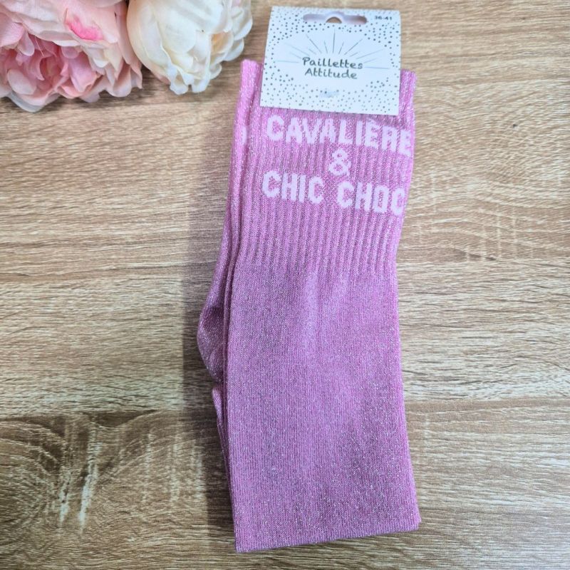 Chaussettes à paillettes équitation - Cavalière chic et choc - Paillettes Attitude