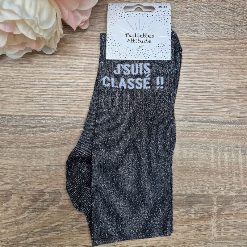 Chaussettes à paillettes équitation - J'suis classé !! - Paillettes Attitude