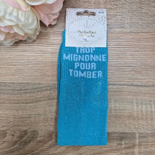 Chaussettes à paillettes équitation enfant - Trop mignonne pour tomber - Paillettes Attitude