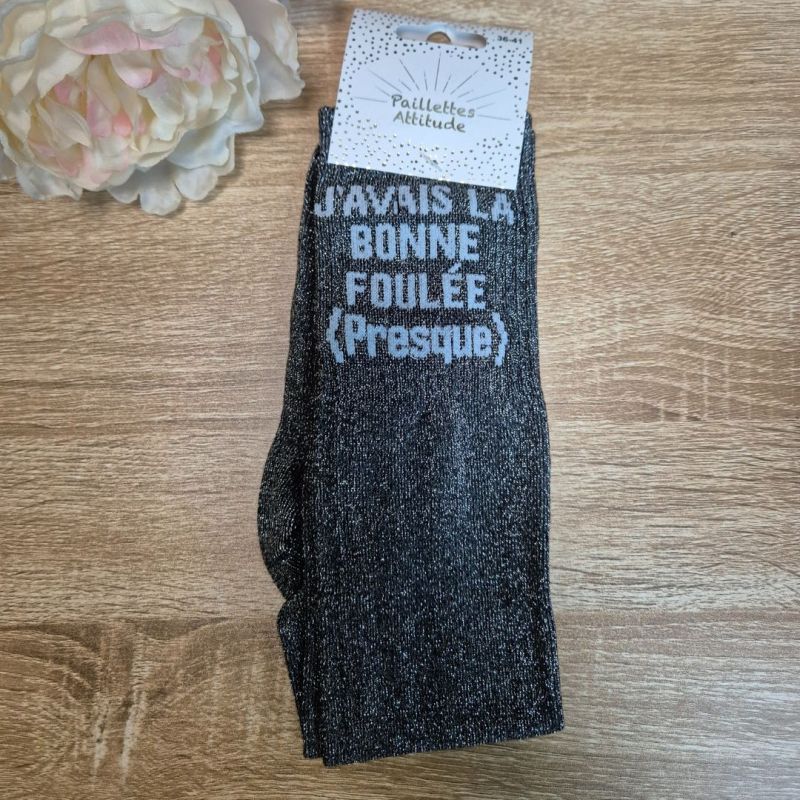Chaussettes à paillettes équitation - J'avais la bonne foulée (presque) - Paillettes Attitude
